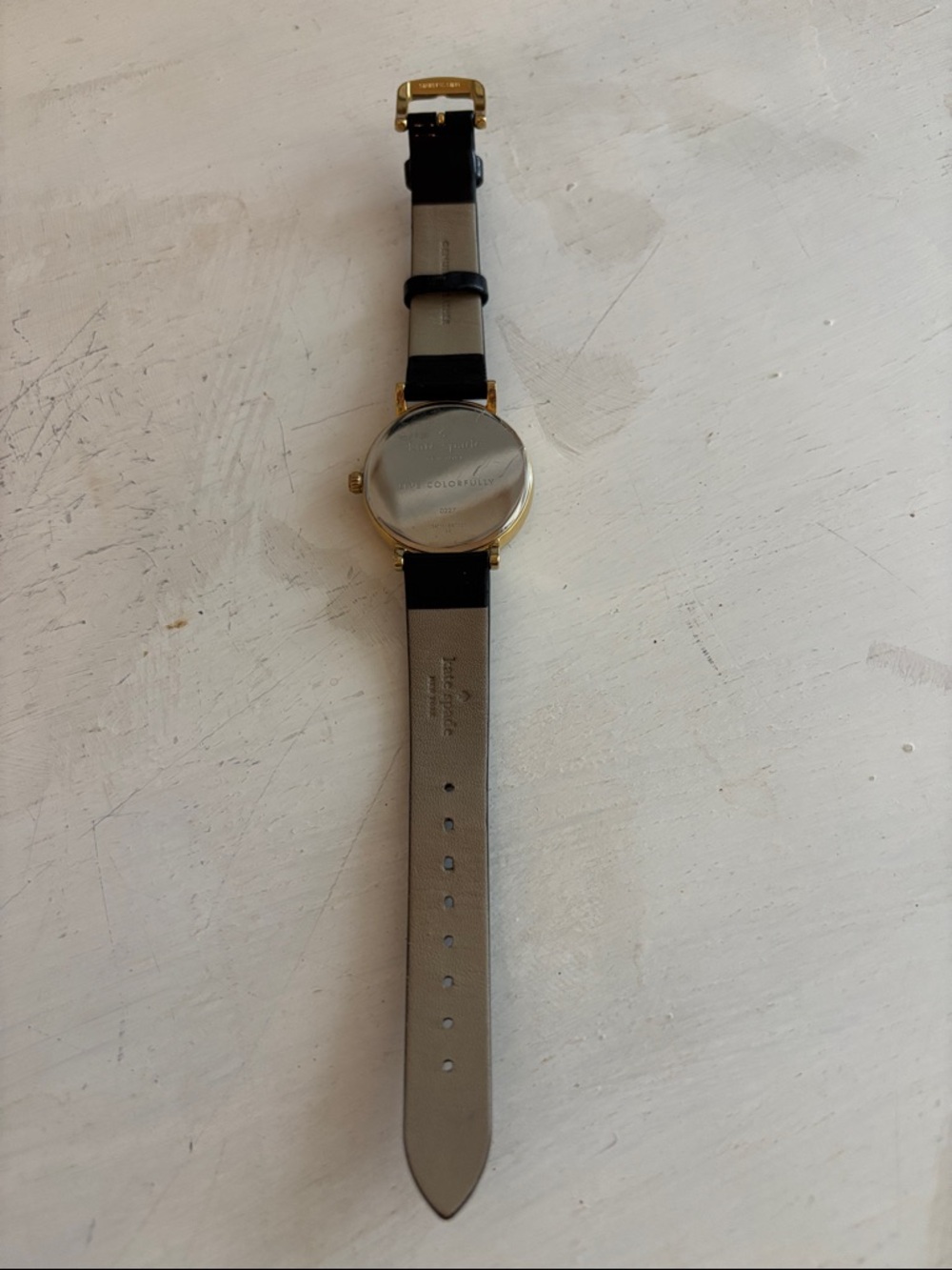 kate spade Black and Gold Scallop Dial Patent Leather Strap Watch - Picture 5 of 5